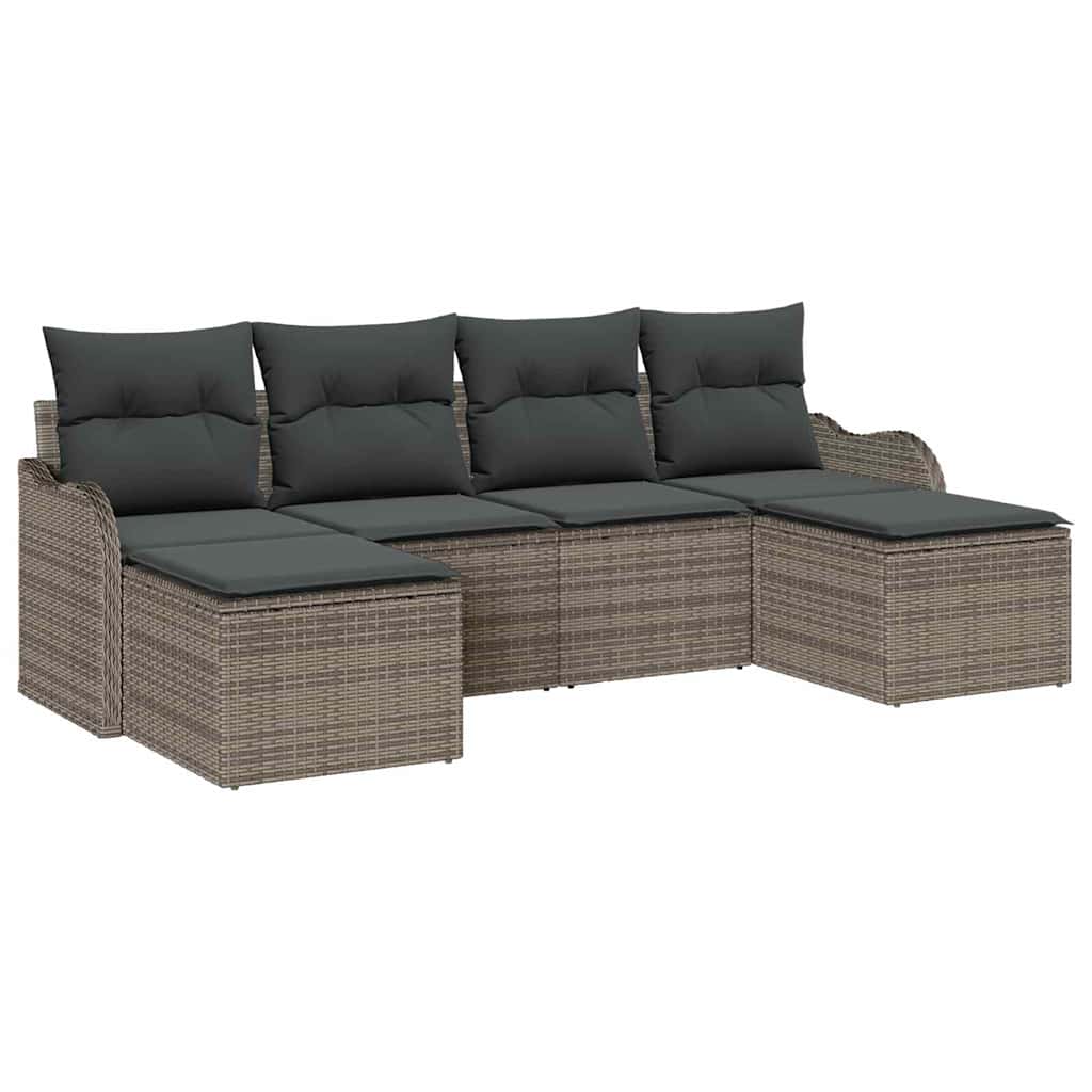 Gartensofa-set Grau Poly-Rattan