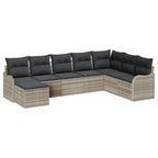 Gartensofa-set 8 pcs Hellgrau Poly-Rattan