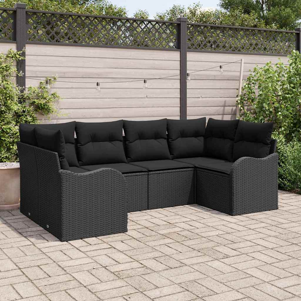 Gartensofa-set Schwarz Poly-Rattan