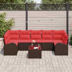 Gartensofa-set Braun und Rot 55 x 55 x 37 cm Poly-Rattan