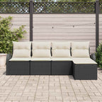 Gartensofa-set 5 pcs Schwarz Poly-Rattan