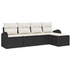 Gartensofa-set 5 pcs Schwarz Poly-Rattan
