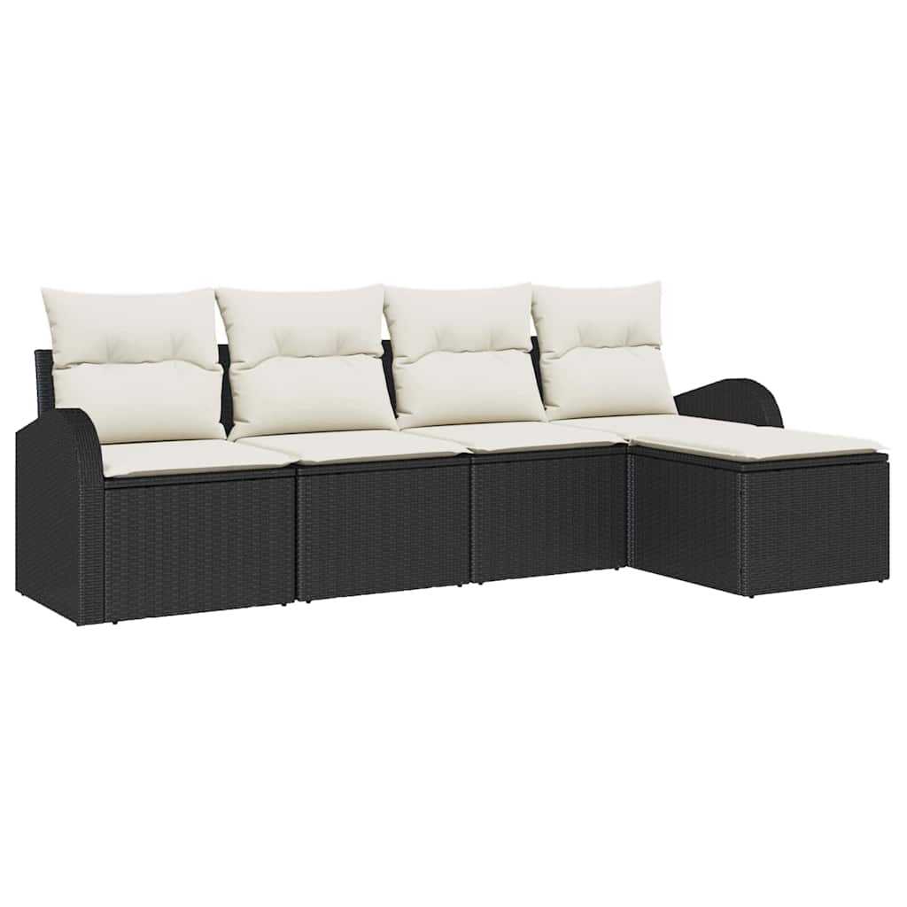 Gartensofa-set 5 pcs Schwarz Poly-Rattan