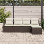Gartensofa-set 5 pcs Braun Poly-Rattan