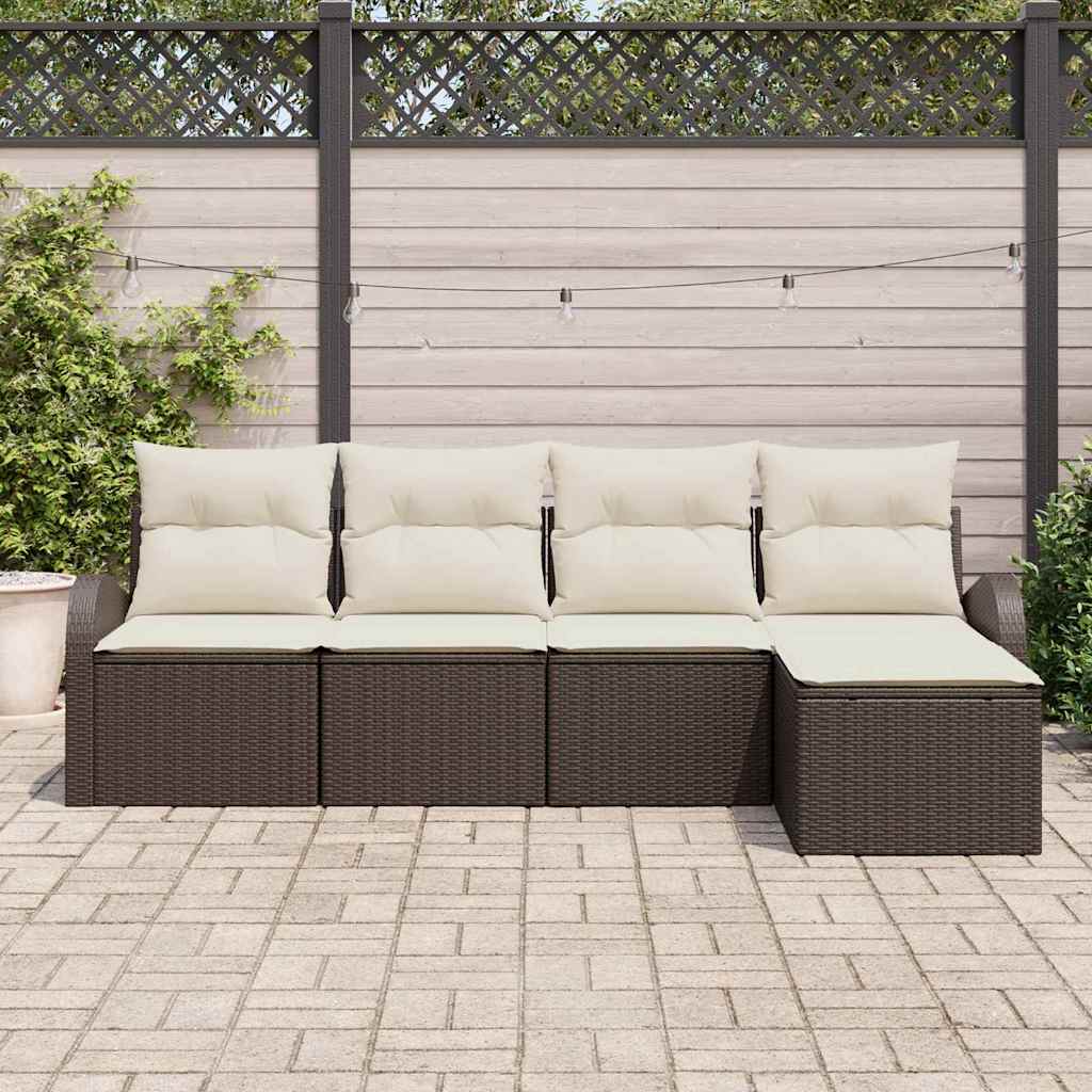 Gartensofa-set 5 pcs Braun Poly-Rattan