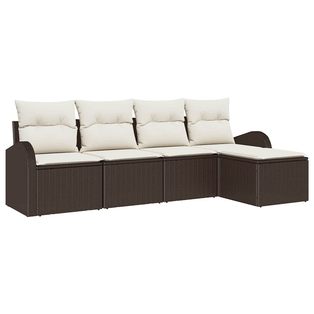 Gartensofa-set 5 pcs Braun Poly-Rattan