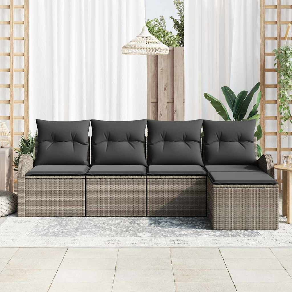 Gartensofa-set Grau Poly-Rattan