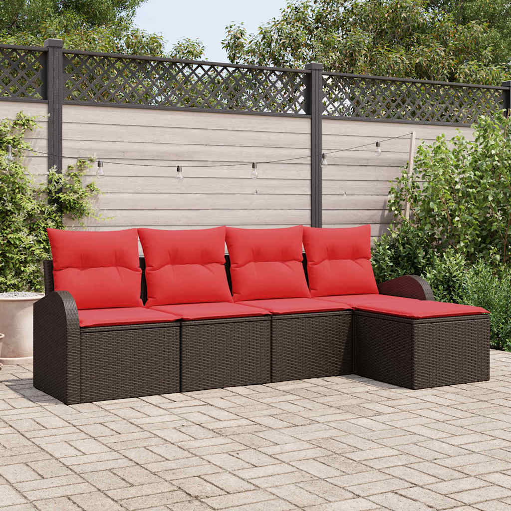 Gartensofa-set 5 pcs Braun Poly-Rattan