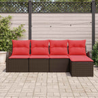 Gartensofa-set 5 pcs Braun Poly-Rattan