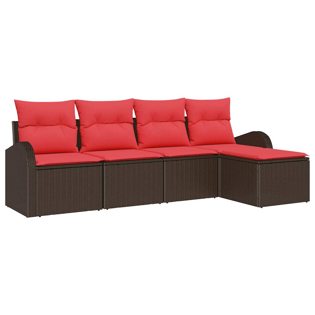 Gartensofa-set 5 pcs Braun Poly-Rattan
