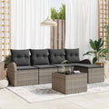 Gartensofa-set 6 pcs Grau Poly-Rattan