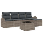 Gartensofa-set 6 pcs Grau Poly-Rattan