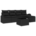 Gartensofa-set 6 pcs Schwarz Poly-Rattan