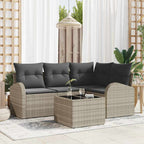 Gartensofa-set 5 pcs Hellgrau Poly-Rattan