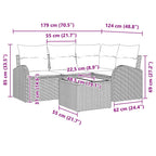 Gartensofa-set 5 pcs Hellgrau Poly-Rattan