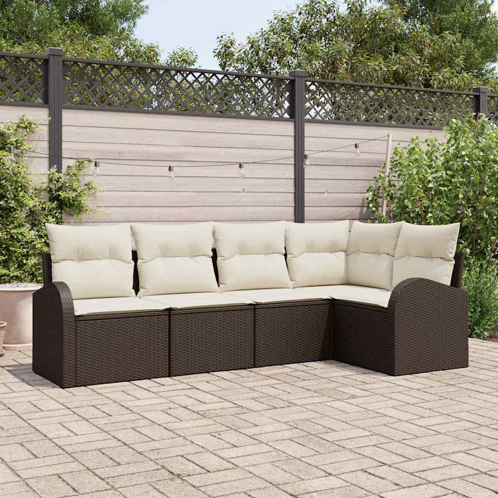 Sofa Set mit Kissen 5 pcs Braun Polyester