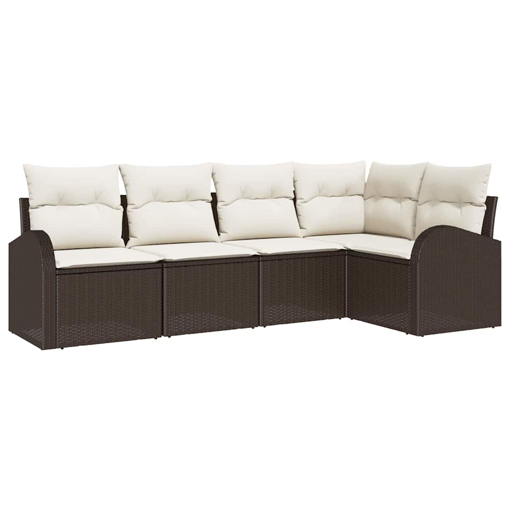 Sofa Set mit Kissen 5 pcs Braun Polyester