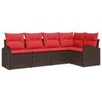 Gartensofa-set 5 pcs Braun Poly-Rattan
