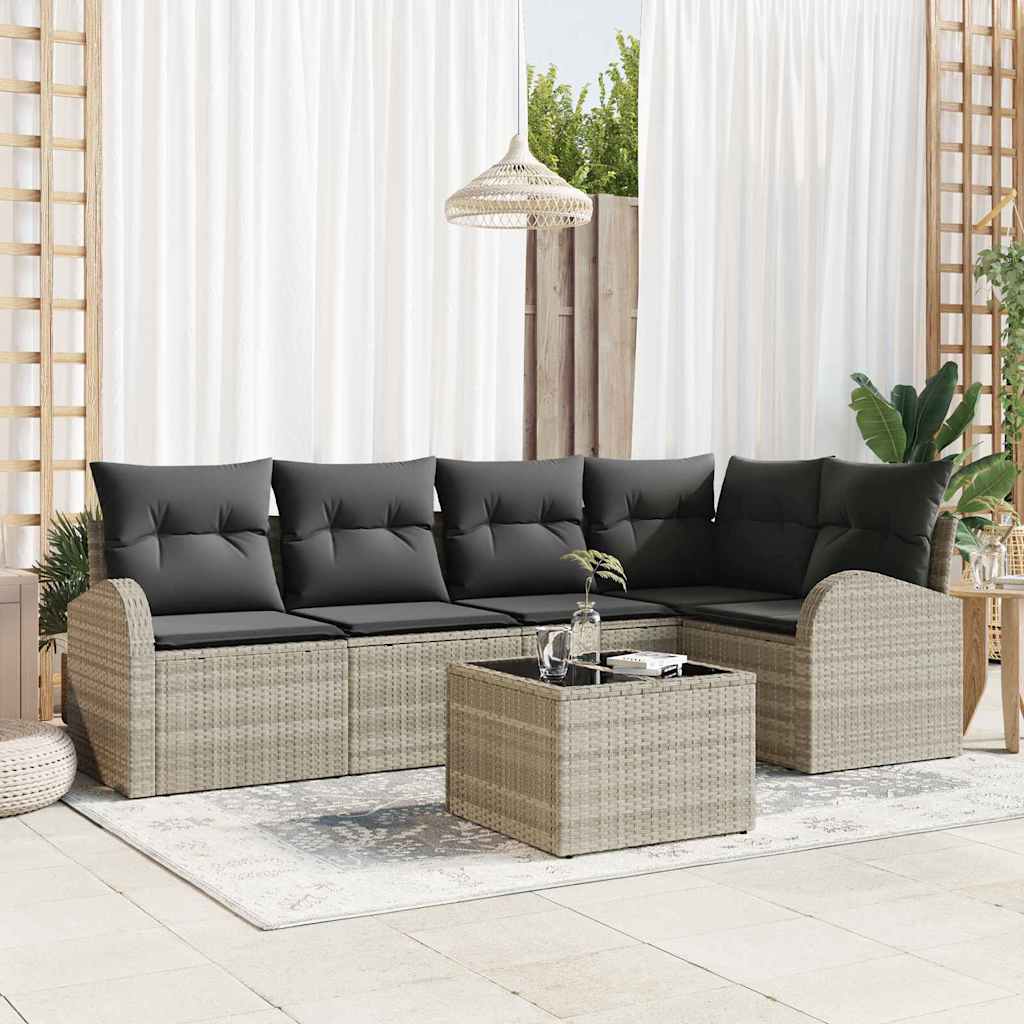 Sofa Set mit Kissen 6 pcs Hellgrau Polyester