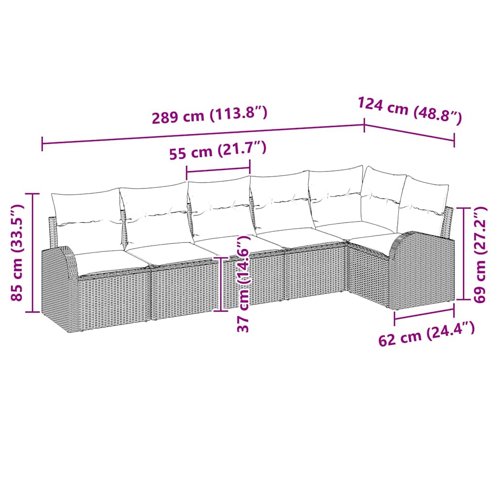 Gartensofa-set Beige Poly-Rattan