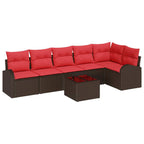 Gartensofa-set 7 pcs Braun Poly-Rattan
