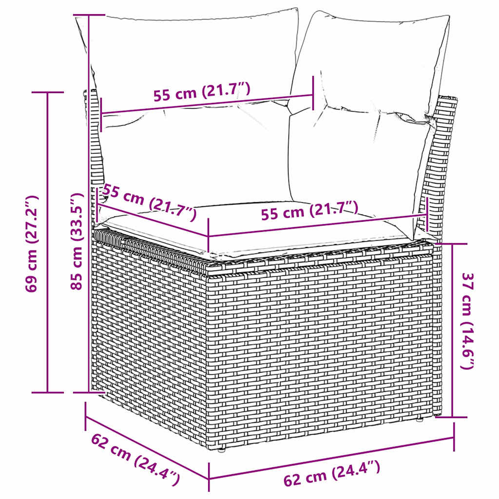 Gartensofa-set Braun Poly-Rattan