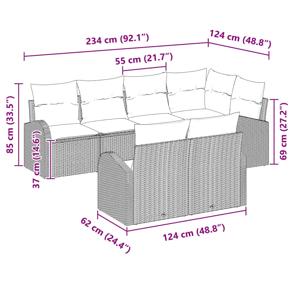 Gartensofa-set Braun Poly-Rattan