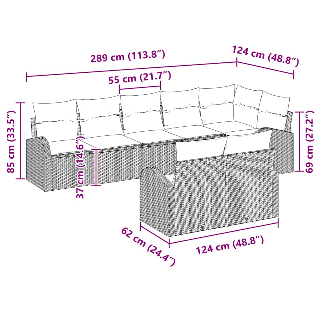 Gartensofa-set Beige und Creme 55 x 55 x 37 cm Poly-Rattan