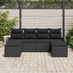 Gartensofa-set mit Kissen 6 pcs Schwarz Poly Rattan