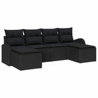 Gartensofa-set mit Kissen 6 pcs Schwarz Poly Rattan