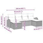 Gartensofa-set mit Kissen 6 pcs Schwarz Poly Rattan