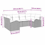 Gartensofa-set mit Kissen 6 pcs Schwarz Poly Rattan