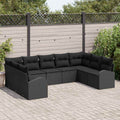 Sofa Set mit Kissen Schwarz Poly Rattan