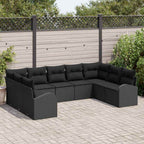 Sofa Set mit Kissen Schwarz Poly Rattan