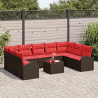 Sofa Set mit Kissen 10 pcs Braun Poly Rattan