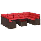 Sofa Set mit Kissen 10 pcs Braun Poly Rattan
