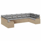 Sofa Set mit Kissen 10 pcs Beige Polyrattan