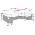 Sofa Set mit Kissen 10 pcs Hellgrau Polyrattan