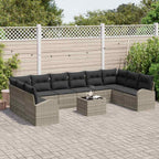 Sofa Set mit Kissen 11 pcs Hellgrau Polyrattan
