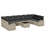 Sofa Set mit Kissen 11 pcs Hellgrau Polyrattan