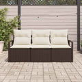 Sofa Set mit Kissen 3 pcs Braun Poly Rattan
