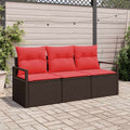 Sofa Set mit Kissen 3 pcs Braun Poly Rattan