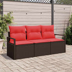 Sofa Set mit Kissen 3 pcs Braun Poly Rattan
