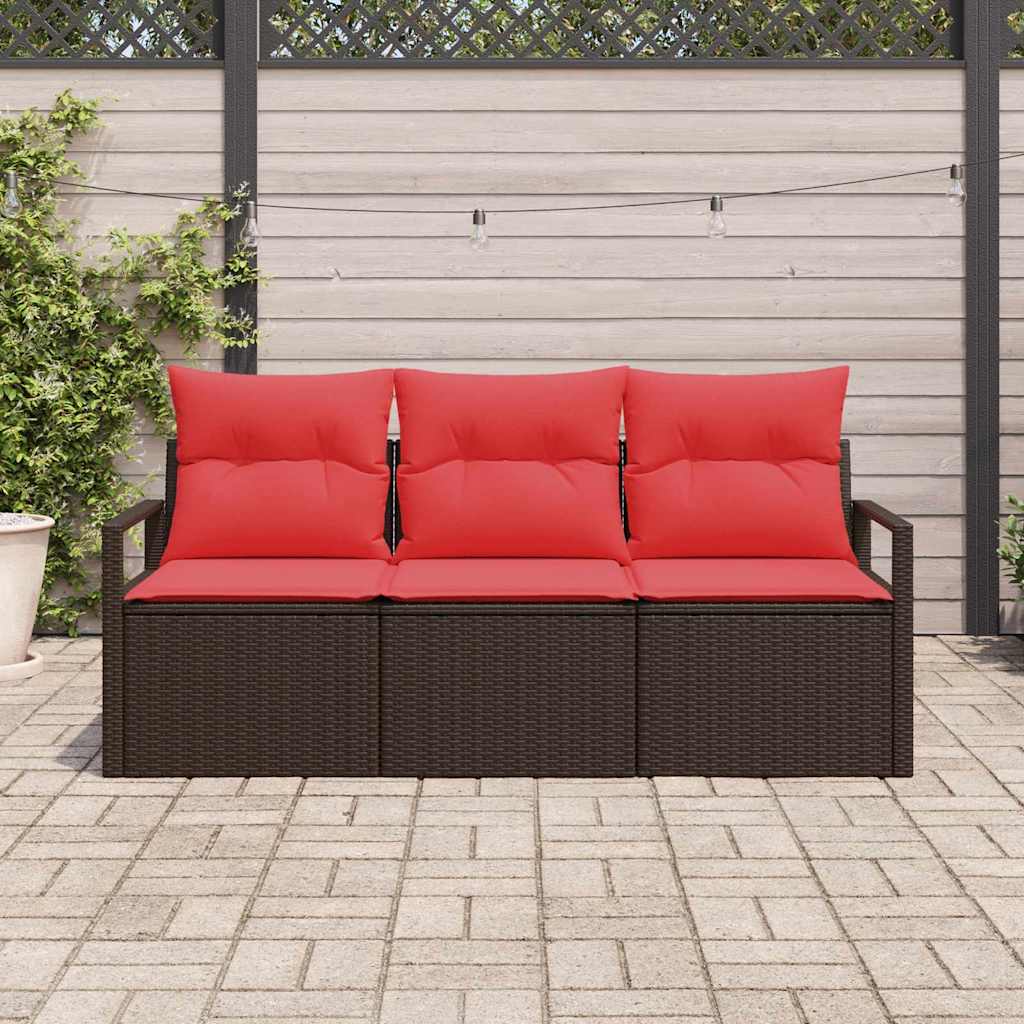 Sofa Set mit Kissen 3 pcs Braun Poly Rattan