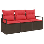Sofa Set mit Kissen 3 pcs Braun Poly Rattan