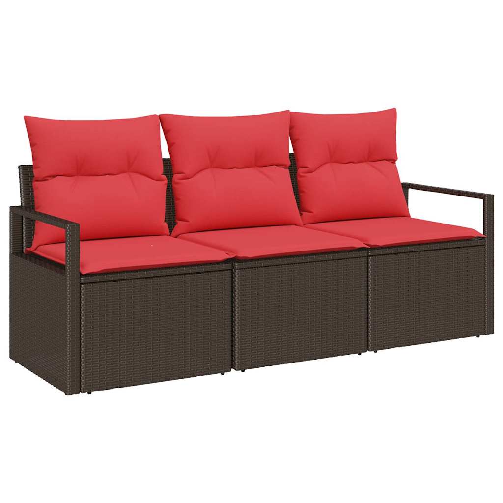 Sofa Set mit Kissen 3 pcs Braun Poly Rattan