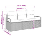 Sofa Set mit Kissen 3 pcs Schwarz Poly Rattan