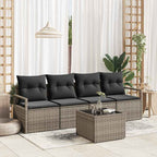 Sofa Set mit Kissen 5 pcs Grau Poly Rattan