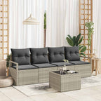Sofa Set 5 pcs Hellgrau und Dunkelgrau Poly-Rattan