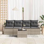 Sofa Set 5 pcs Hellgrau und Dunkelgrau Poly-Rattan
